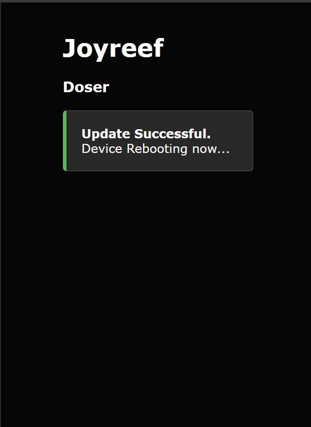 Aggiornamento completato: «Update Successful. Device Rebooting now…»